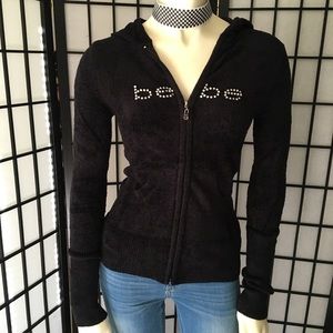 Bebe Sweater Hoodie Zip Up M Womens 